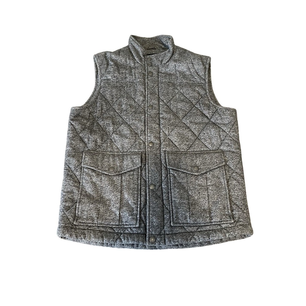 Banana Republic Quilted Puffer Vest Grey Zip Snap mens Medium outdoor‎ gorpcore